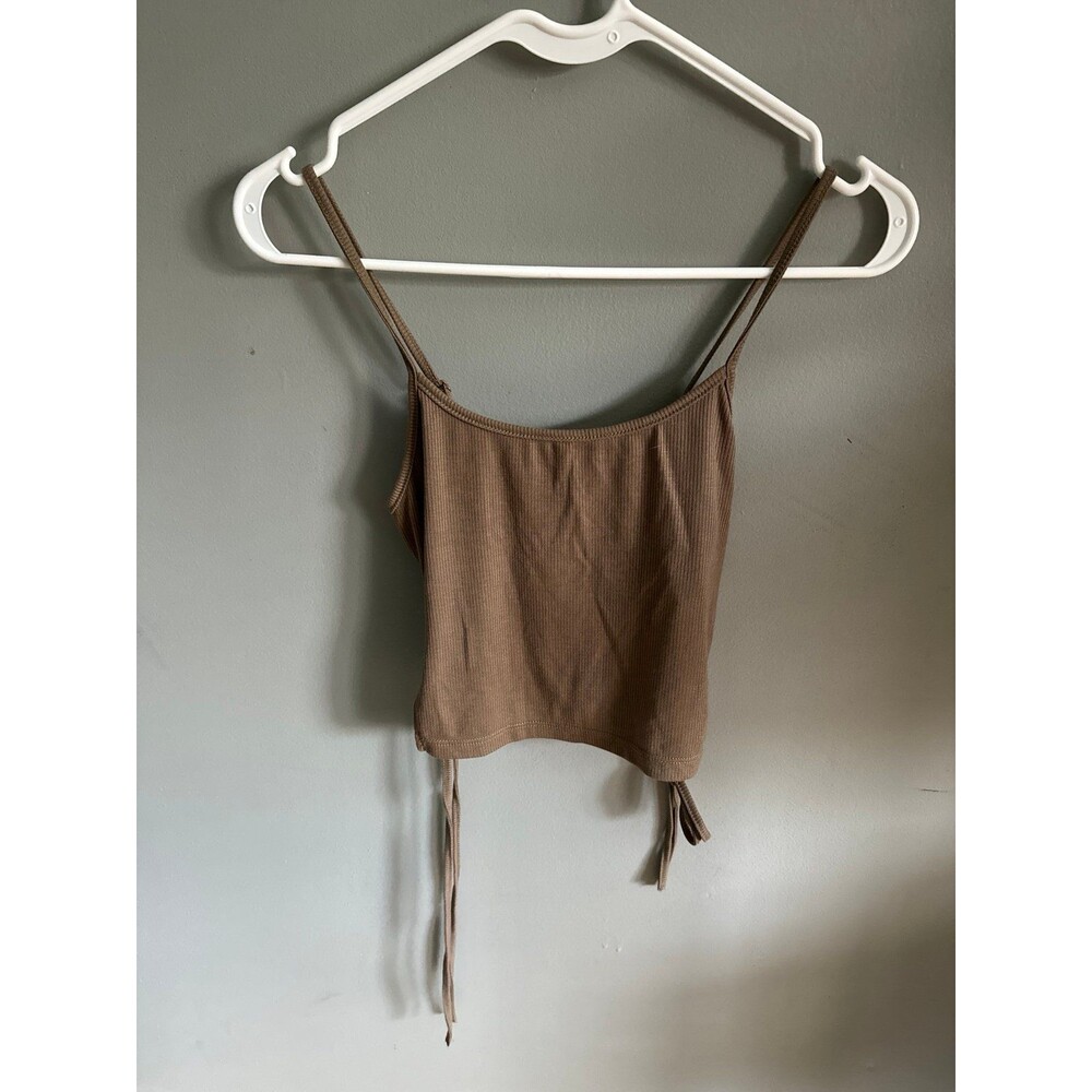 Adjustable ribbed side tie tank top XS